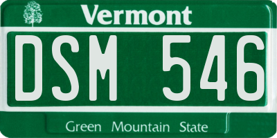 VT license plate DSM546