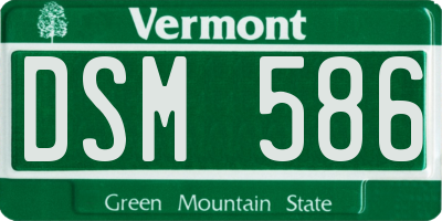 VT license plate DSM586