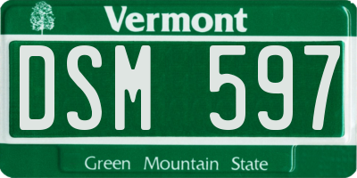 VT license plate DSM597