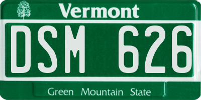 VT license plate DSM626