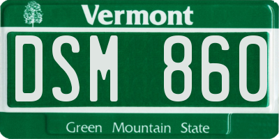 VT license plate DSM860