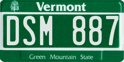VT license plate DSM887