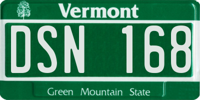 VT license plate DSN168