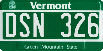 VT license plate DSN326