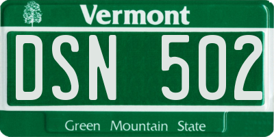 VT license plate DSN502