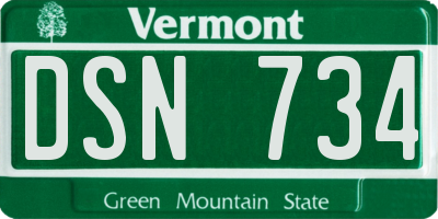 VT license plate DSN734