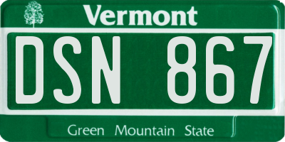 VT license plate DSN867