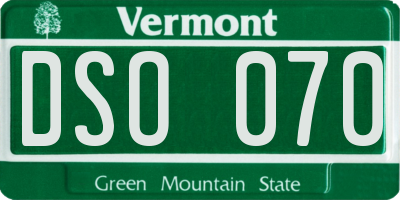 VT license plate DSO070
