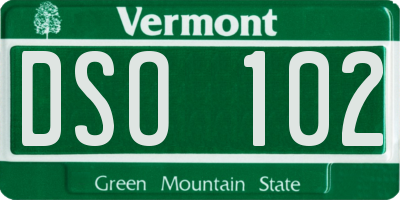 VT license plate DSO102