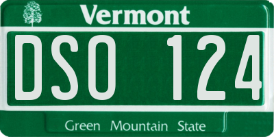 VT license plate DSO124