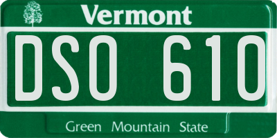 VT license plate DSO610