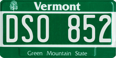 VT license plate DSO852