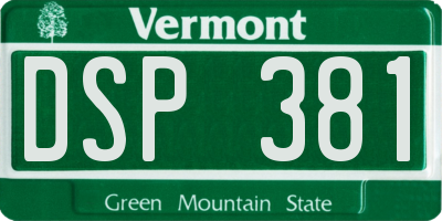 VT license plate DSP381