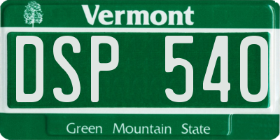VT license plate DSP540