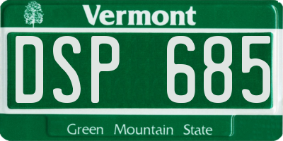 VT license plate DSP685