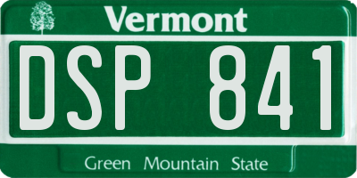 VT license plate DSP841