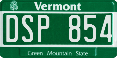 VT license plate DSP854