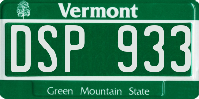 VT license plate DSP933