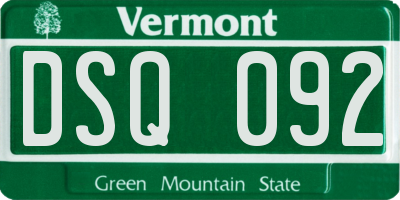 VT license plate DSQ092