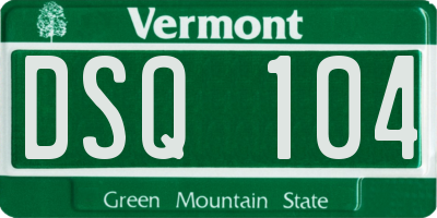 VT license plate DSQ104
