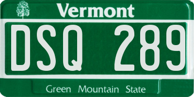 VT license plate DSQ289