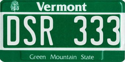 VT license plate DSR333