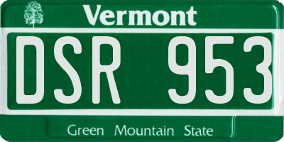 VT license plate DSR953