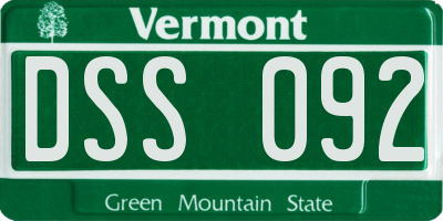 VT license plate DSS092