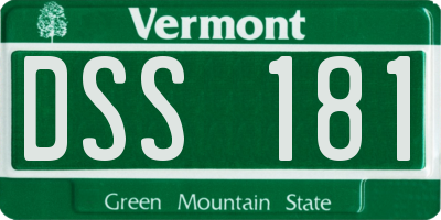 VT license plate DSS181
