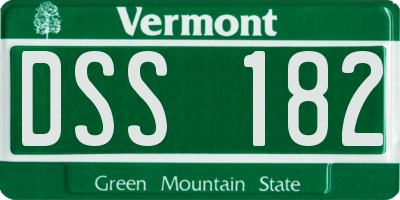VT license plate DSS182
