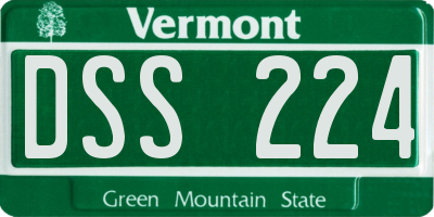 VT license plate DSS224