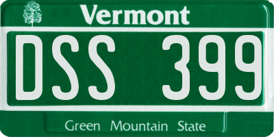 VT license plate DSS399