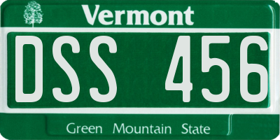 VT license plate DSS456