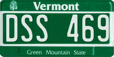 VT license plate DSS469
