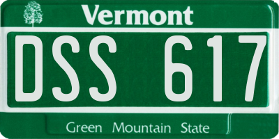 VT license plate DSS617