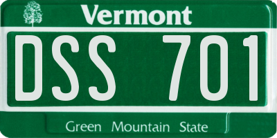 VT license plate DSS701