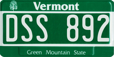 VT license plate DSS892