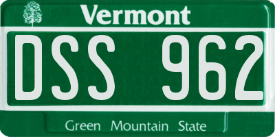 VT license plate DSS962
