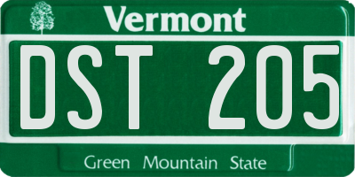 VT license plate DST205