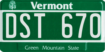 VT license plate DST670