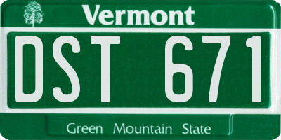 VT license plate DST671