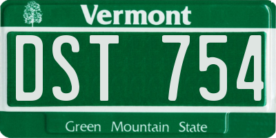 VT license plate DST754