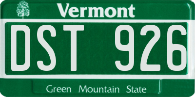 VT license plate DST926