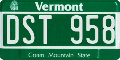 VT license plate DST958