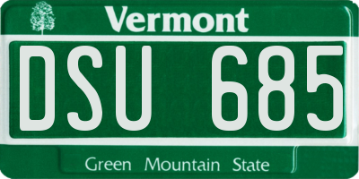 VT license plate DSU685
