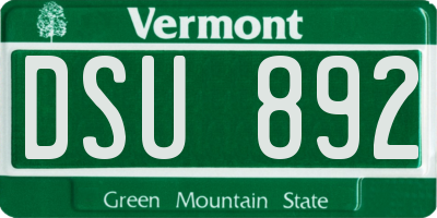 VT license plate DSU892