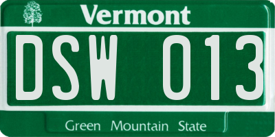 VT license plate DSW013