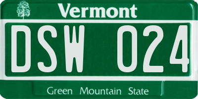 VT license plate DSW024