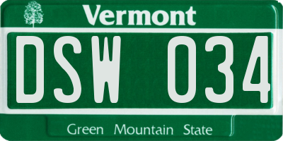 VT license plate DSW034
