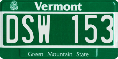 VT license plate DSW153